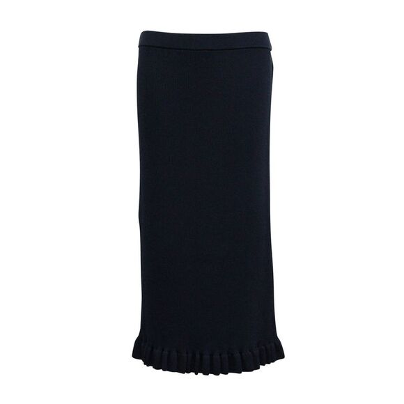 Michael Kors Ruffle Hem Midi Skirt in Navy Blue Viscose - Picture 1 of 6